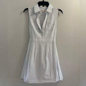 Merona Blue White Seersucker Dress Sleeveless Shirt Dress Preppy Coastal Size 0